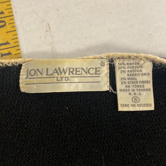 Jon Lawrence Vintage Sweater Black Purple Knit Scoop Neck Small - Picture 5 of 6